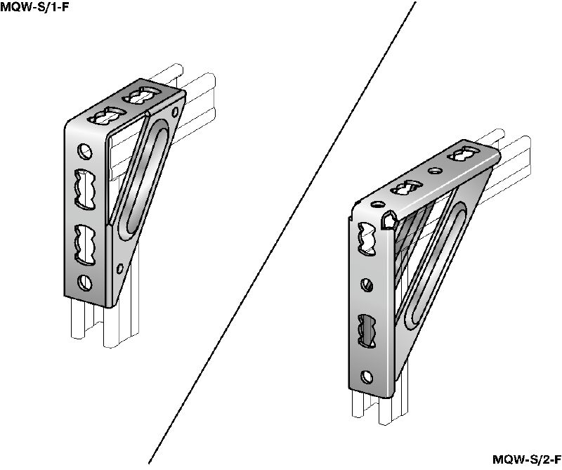 Giá góc MQW-S-F Góc nặng 90 độ mạ kẽm nhúng nóng (HDG) để nối nhiều thanh giằng MQ trong ứng dụng hạng vừa/nặng