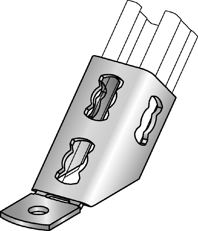 MQP-45-F Channel foot Hot-dip galvanised (HDG) channel foot for fastening channels to concrete at an angle