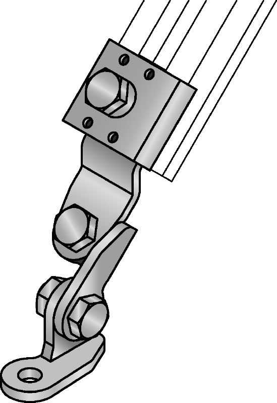 MQS-SP-T Galvanised pre-assembled strut channel connector with FM approval for transversal seismic bracing of fire sprinkler pipes