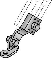 MQS-SP-L Galvanised preassembled channel connector with FM approval for longitudinal seismic bracing of fire sprinkler pipes