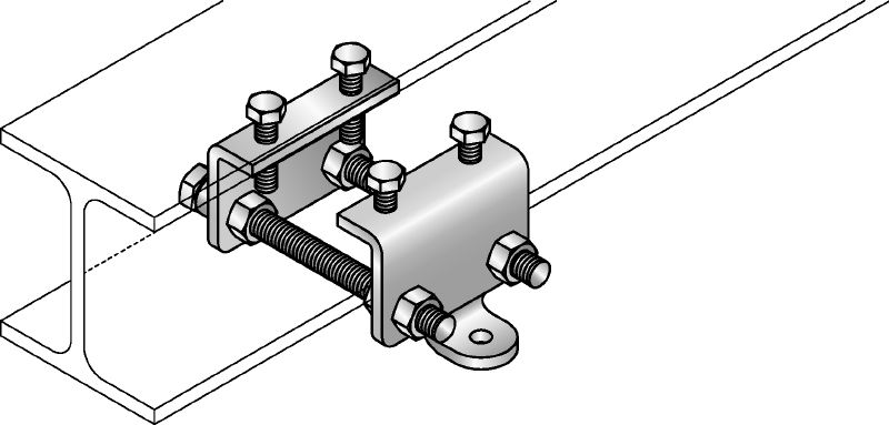 Đầu nối dầm MQS-IB Đầu nối dầm lắp sẵn mạ kẽm có chứng nhận FM về giằng chịu động đất cho ống phun chữa cháy trên cấu trúc thép